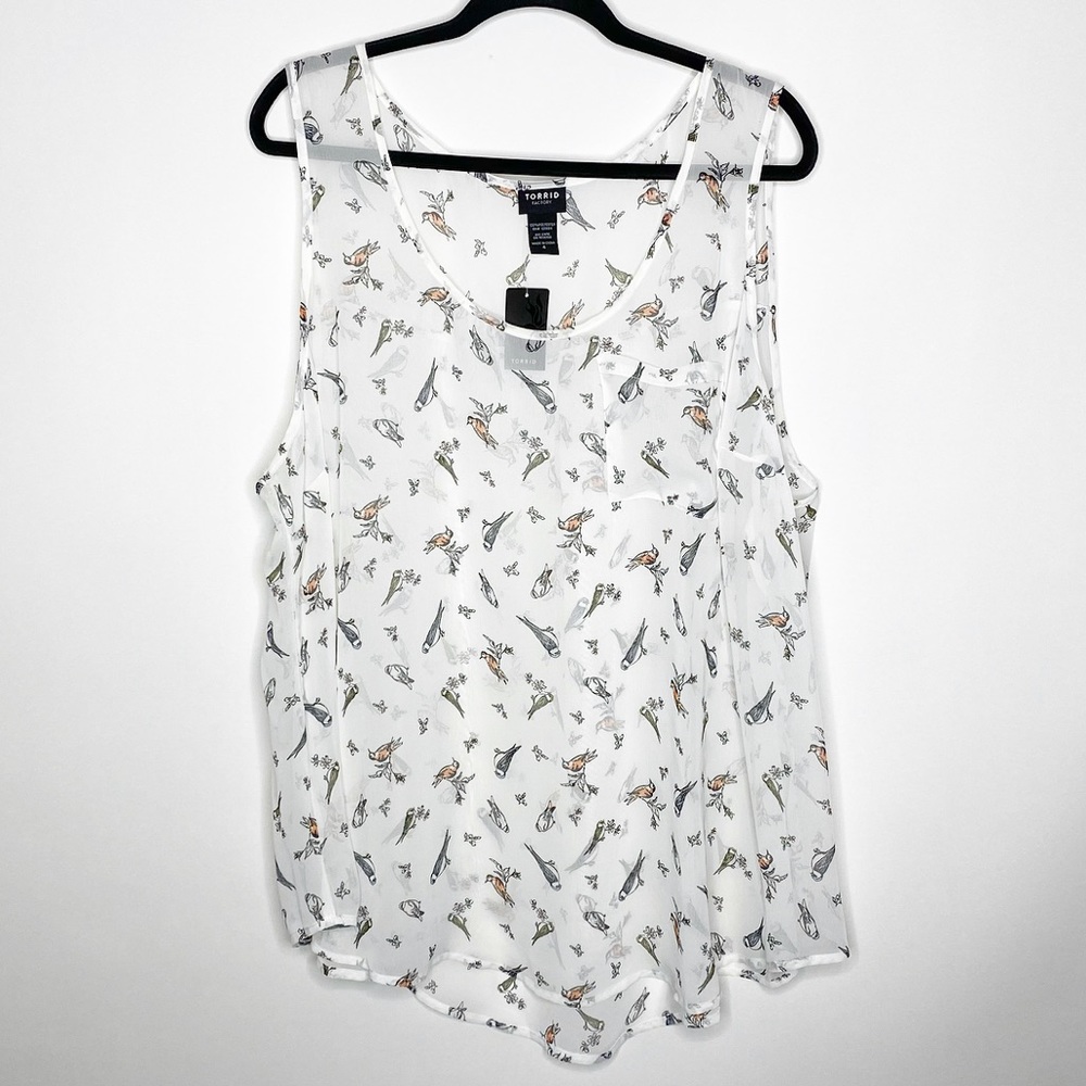 NWT Torrid Bird Print Chiffon Tank Top